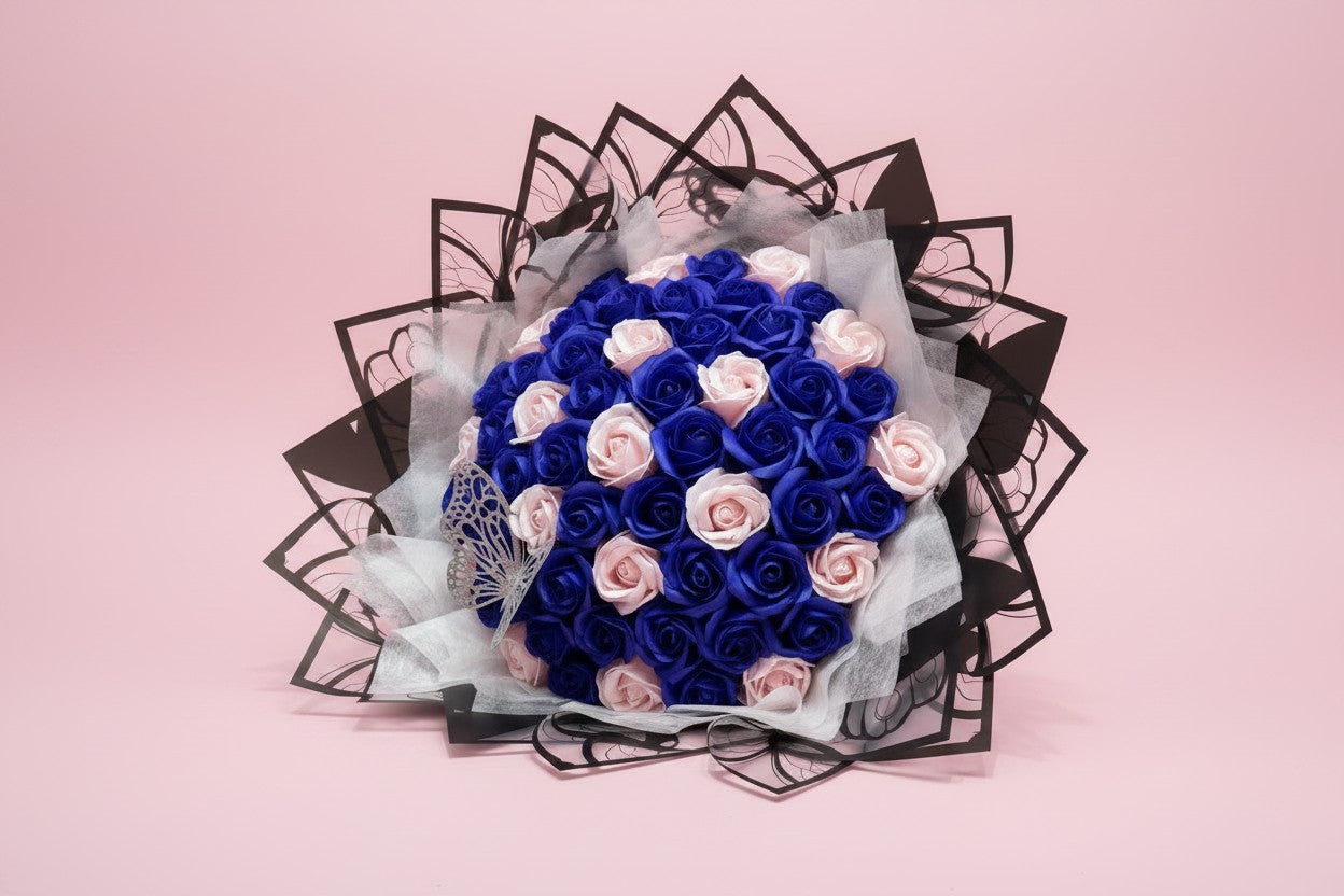 Buchet 59 Trandafiri din Săpun Roz – Pink Sky