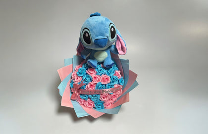 Buchet 37 Trandafiri din Săpun Roz și Albaștri cu Stitch – Princess Dream