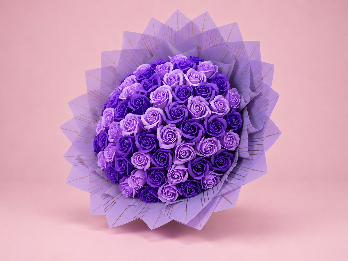 Buchet 59 Trandafiri din Săpun Mov – Lavender Dream