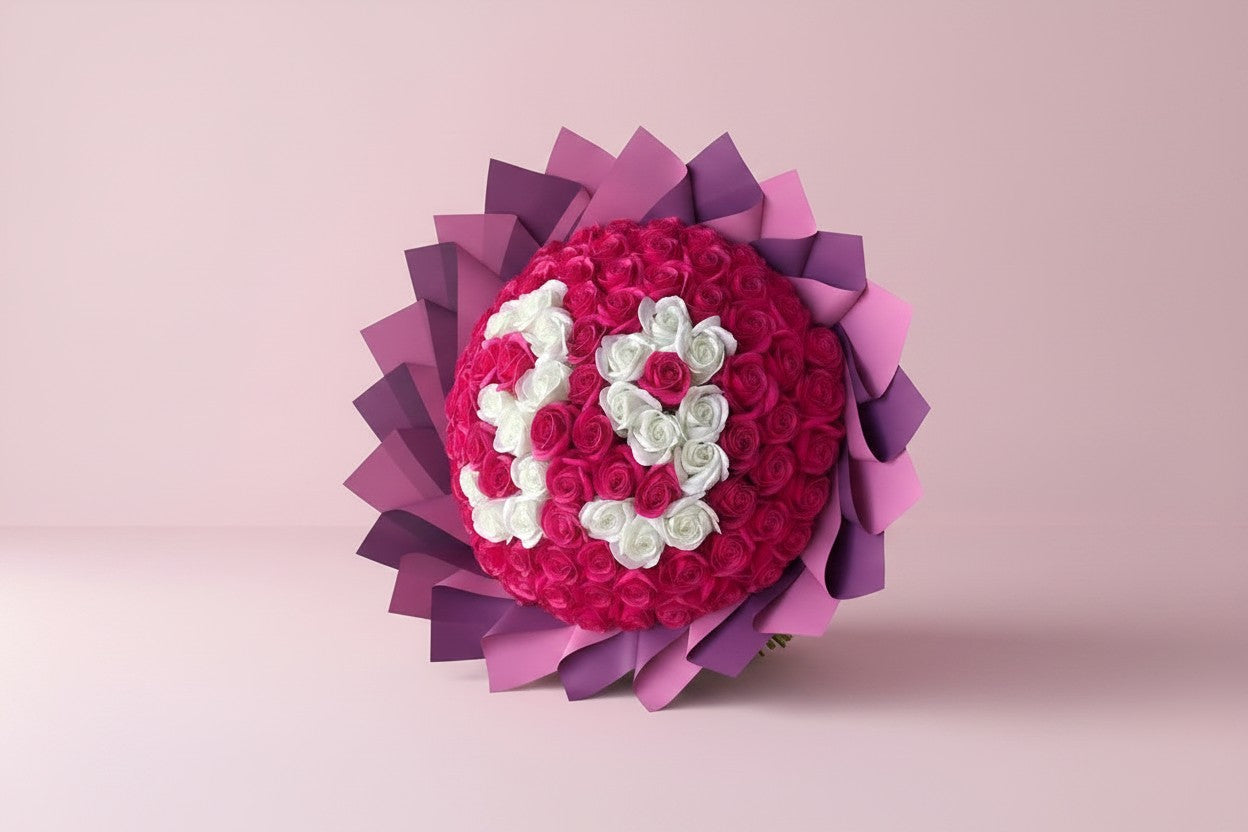 Buchet 101 trandafiri din săpun personalizat cifre
