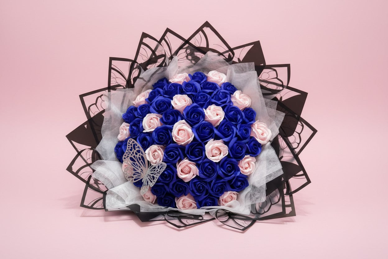 Buchet 59 Trandafiri din Săpun Roz – Pink Sky