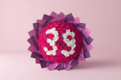 Buchet 101 trandafiri din săpun personalizat cifre
