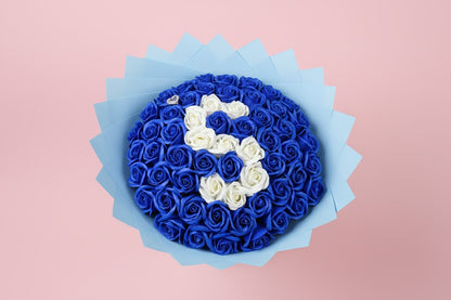 Buchet 59 trandafiri din săpun personalizat inițială