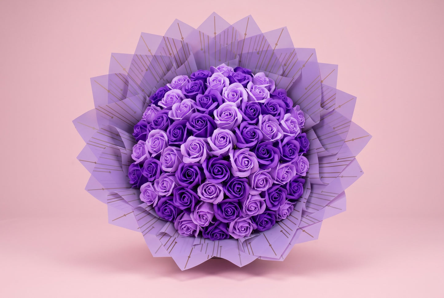 Buchet 59 Trandafiri din Săpun Mov – Lavender Dream