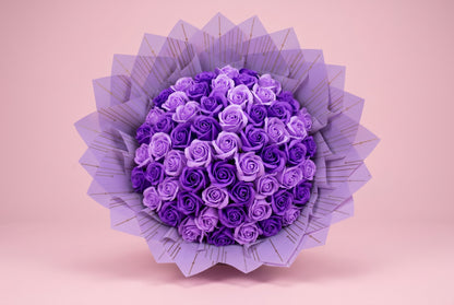 Buchet 59 Trandafiri din Săpun Mov – Lavender Dream