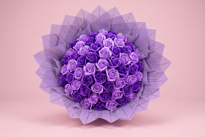 Buchet 59 Trandafiri din Săpun Mov – Lavender Dream