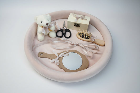 Tavă moț roz pudrat – set complet tăiere moț fetiță